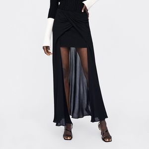 NWT Zara Asymmetrical Black High Low Skirt